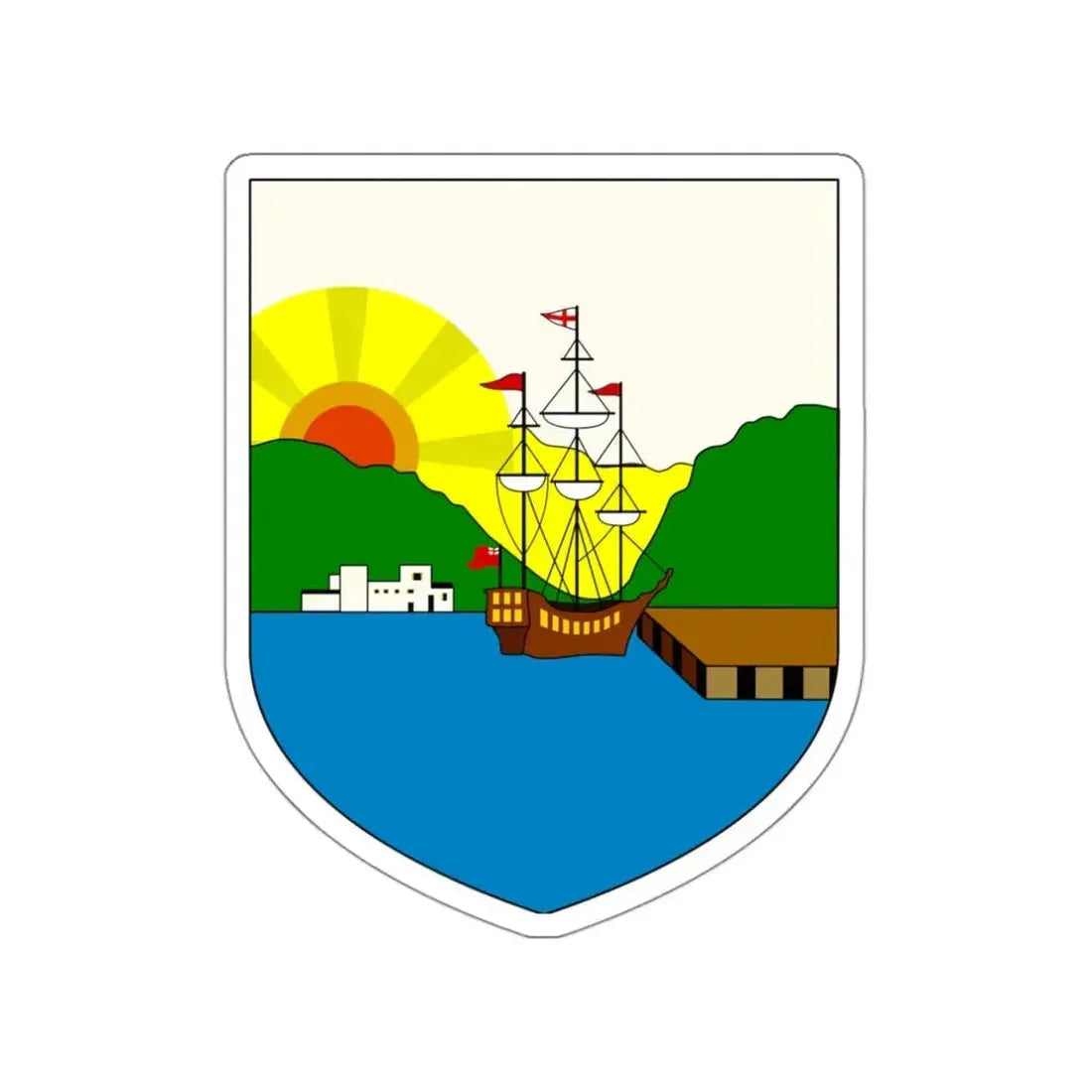 Coat of Arms of Dominica (1909–1961) STICKER Vinyl Die-Cut Decal 3 Inch - The Sticker Space