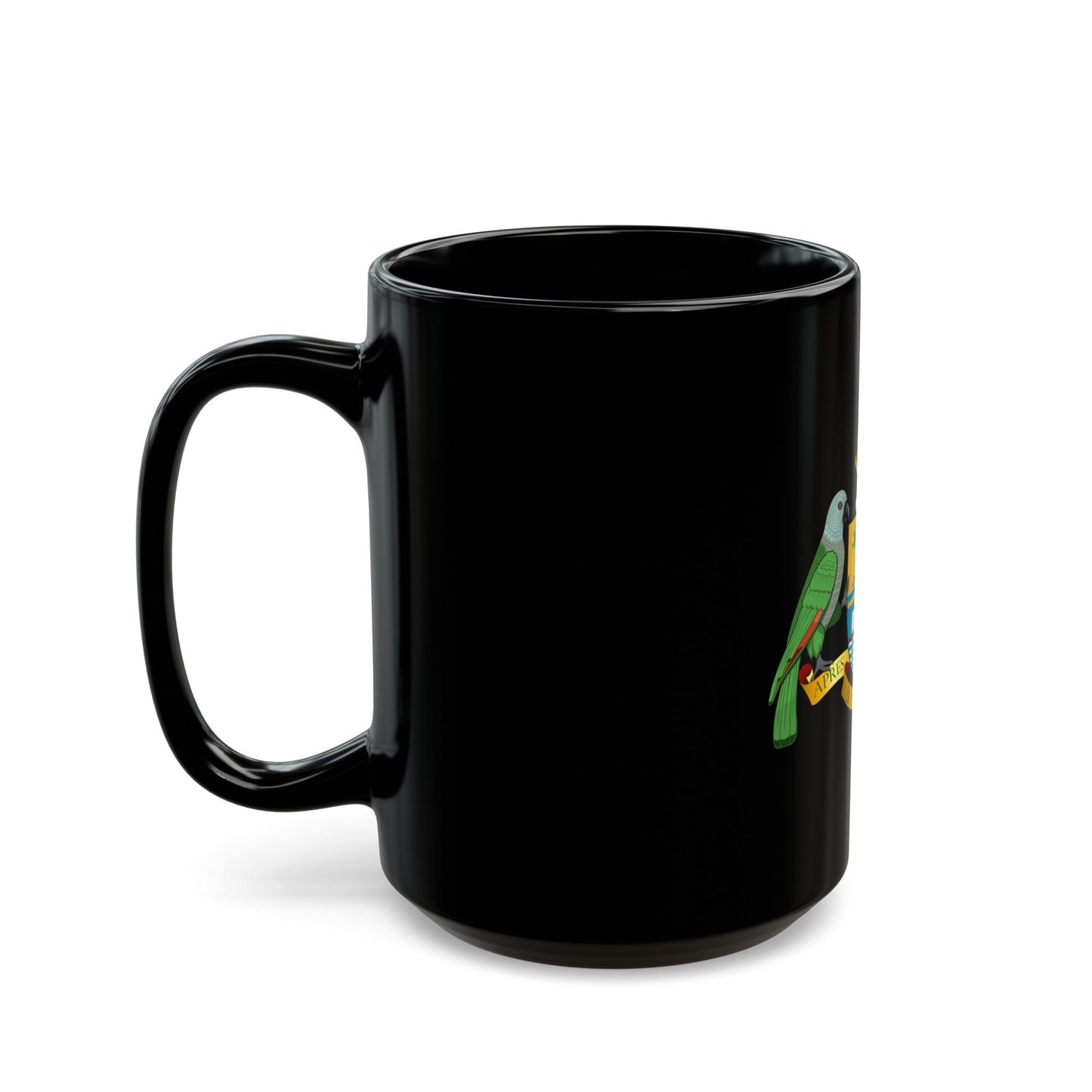 Coat of arms of Dominica - Black Coffee Mug-The Sticker Space