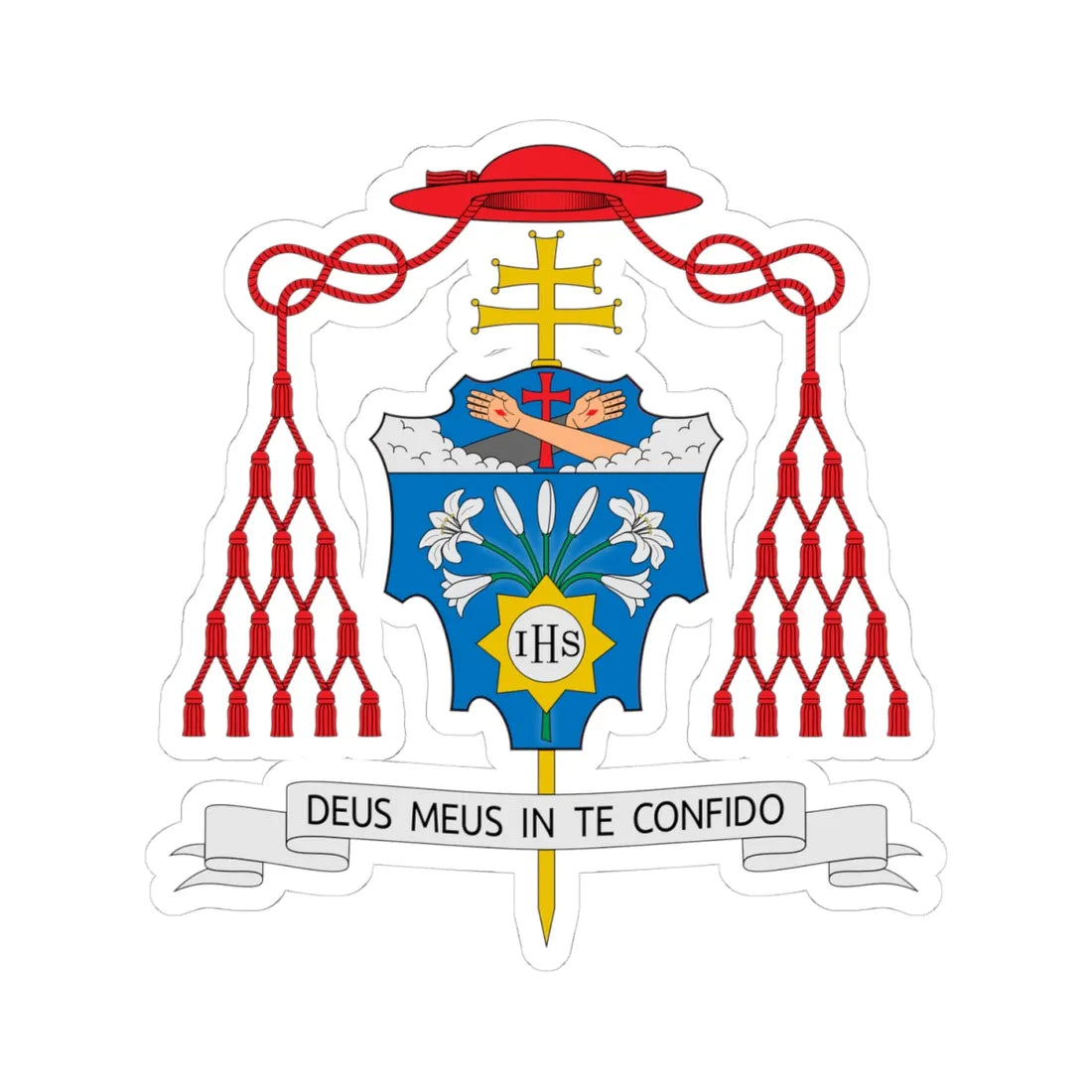 Coat of arms of Dominique Joseph Mathieu cardinal (Iran) (Coat of Arms) STICKER Vinyl Kiss-Cut Decal 4 Inch White - The Sticker Space