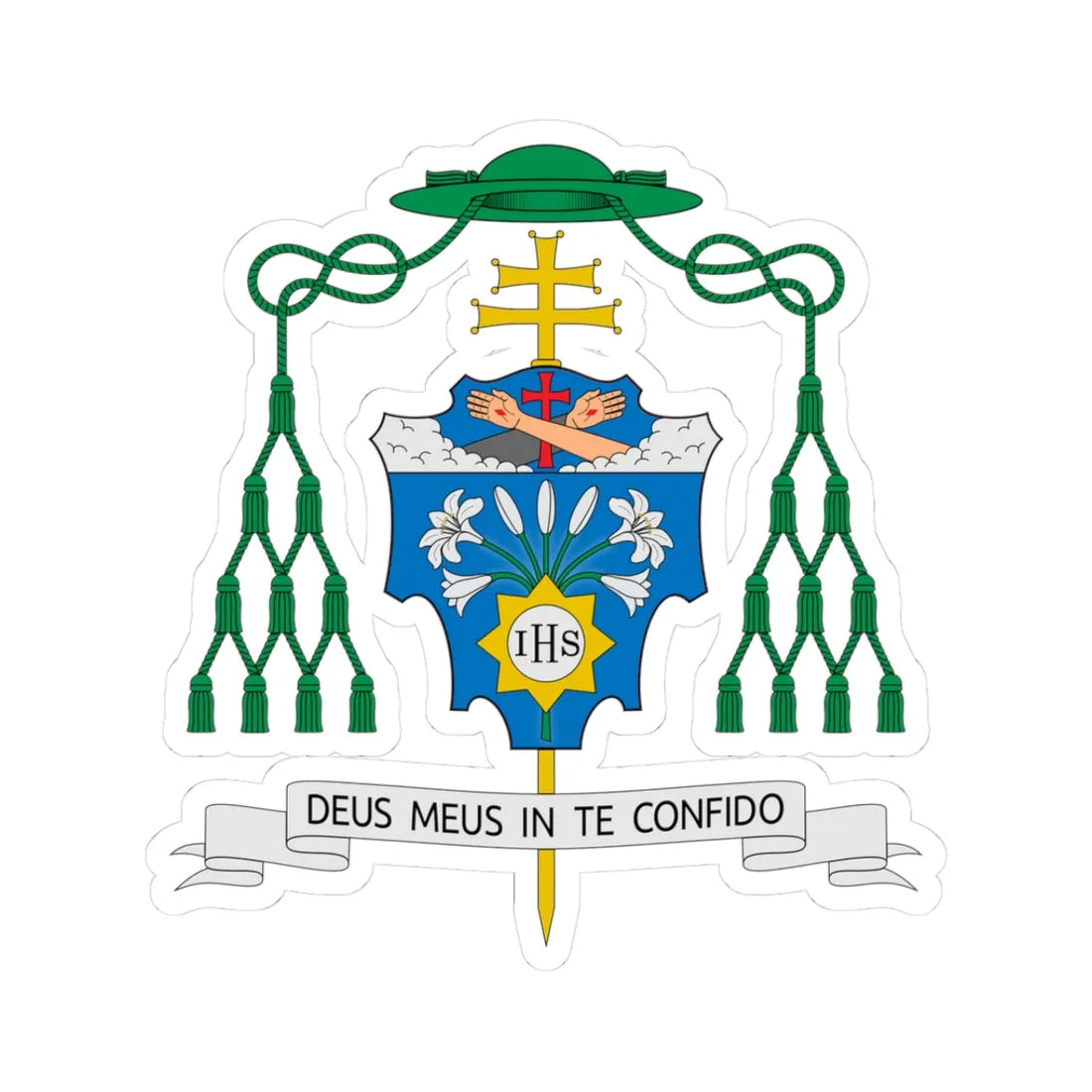 Coat of arms of Dominique Joseph Mathieu (Iran) (Coat of Arms) STICKER Vinyl Kiss-Cut Decal 3 Inch White - The Sticker Space