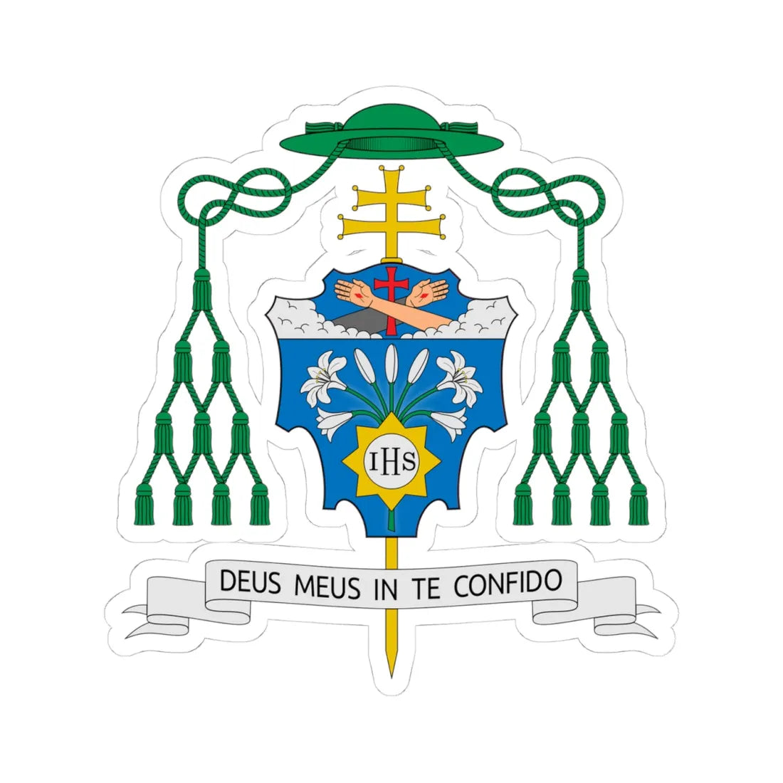 Coat of arms of Dominique Joseph Mathieu (Iran) (Coat of Arms) STICKER Vinyl Kiss-Cut Decal 4 Inch White - The Sticker Space