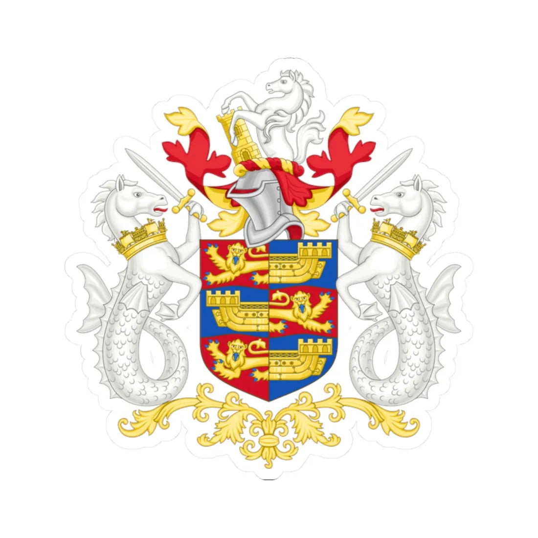 Coat of arms of Dover District Council (England) (Coat of Arms) STICKER Vinyl Kiss-Cut Decal 2 Inch White - The Sticker Space