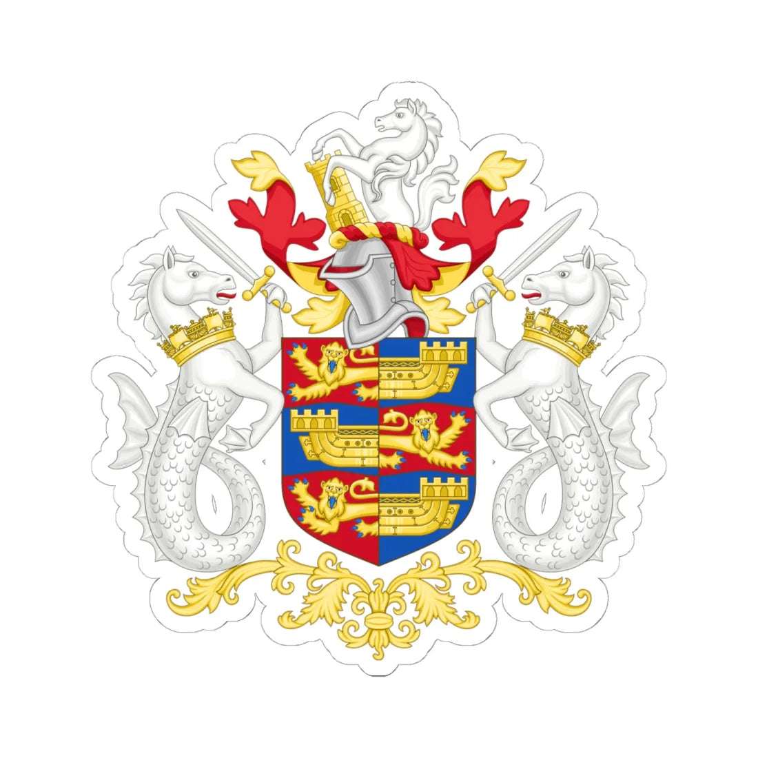 Coat of arms of Dover District Council (England) (Coat of Arms) STICKER Vinyl Kiss-Cut Decal 6 Inch White - The Sticker Space