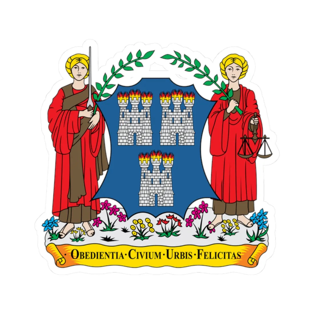 Coat-of-arms-of-Dublin (Ireland) (Coat of Arms) STICKER Vinyl Kiss-Cut Decal 2 Inch White - The Sticker Space