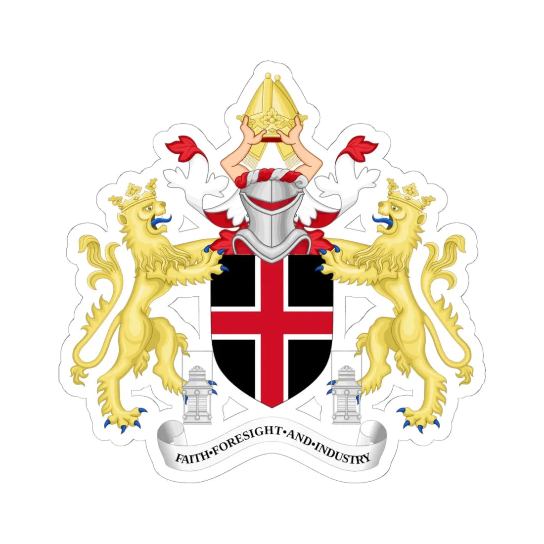 Coat of arms of Durham (England) (Coat of Arms) STICKER Vinyl Kiss-Cut Decal 6 Inch White - The Sticker Space