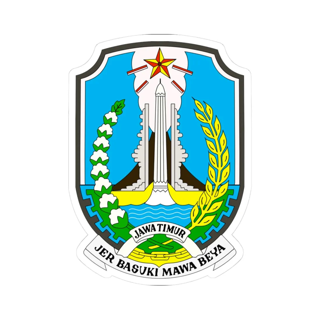 Coat of arms of East Java (Indonesia) (Coat of Arms) STICKER Vinyl Kiss-Cut Decal 3 Inch White - The Sticker Space