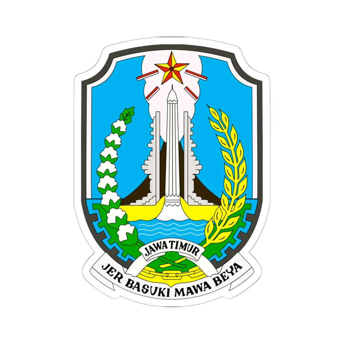 Coat of arms of East Java (Indonesia) (Coat of Arms) STICKER Vinyl Kiss-Cut Decal 6 Inch White - The Sticker Space