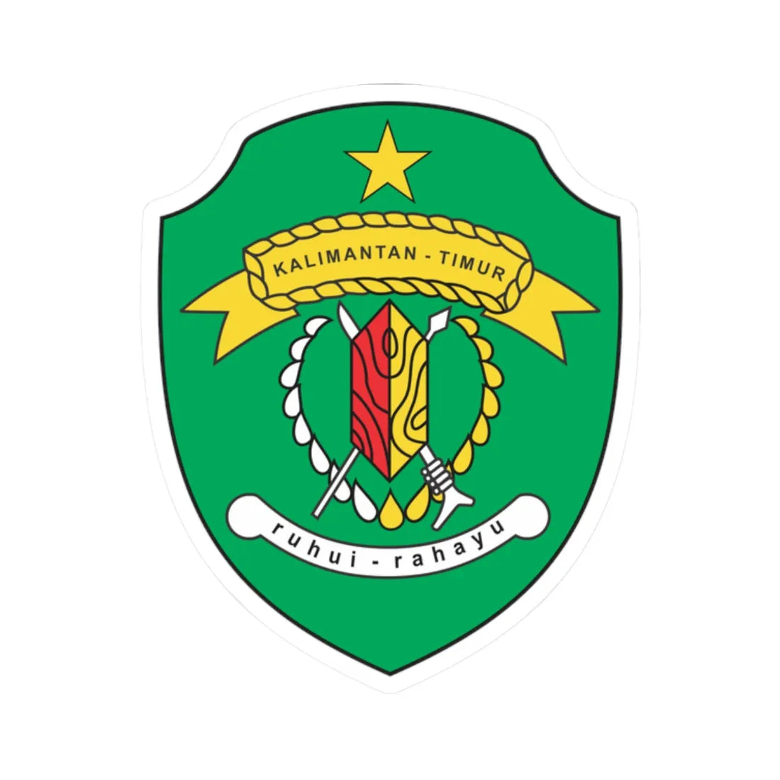 Coat of arms of East Kalimantan (Indonesia) (Coat of Arms) STICKER Vinyl Kiss-Cut Decal 2 Inch White - The Sticker Space