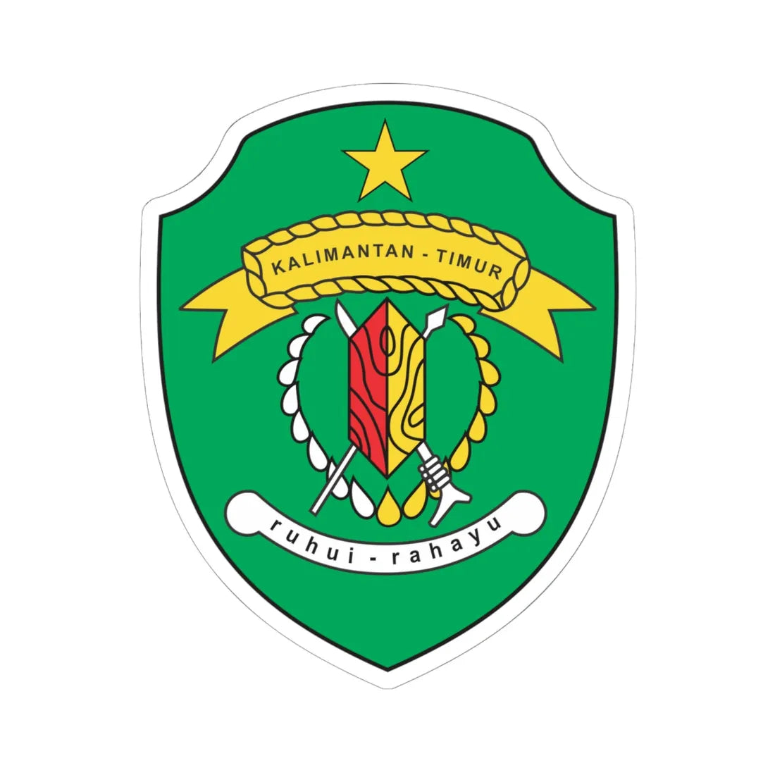 Coat of arms of East Kalimantan (Indonesia) (Coat of Arms) STICKER Vinyl Kiss-Cut Decal 6 Inch White - The Sticker Space
