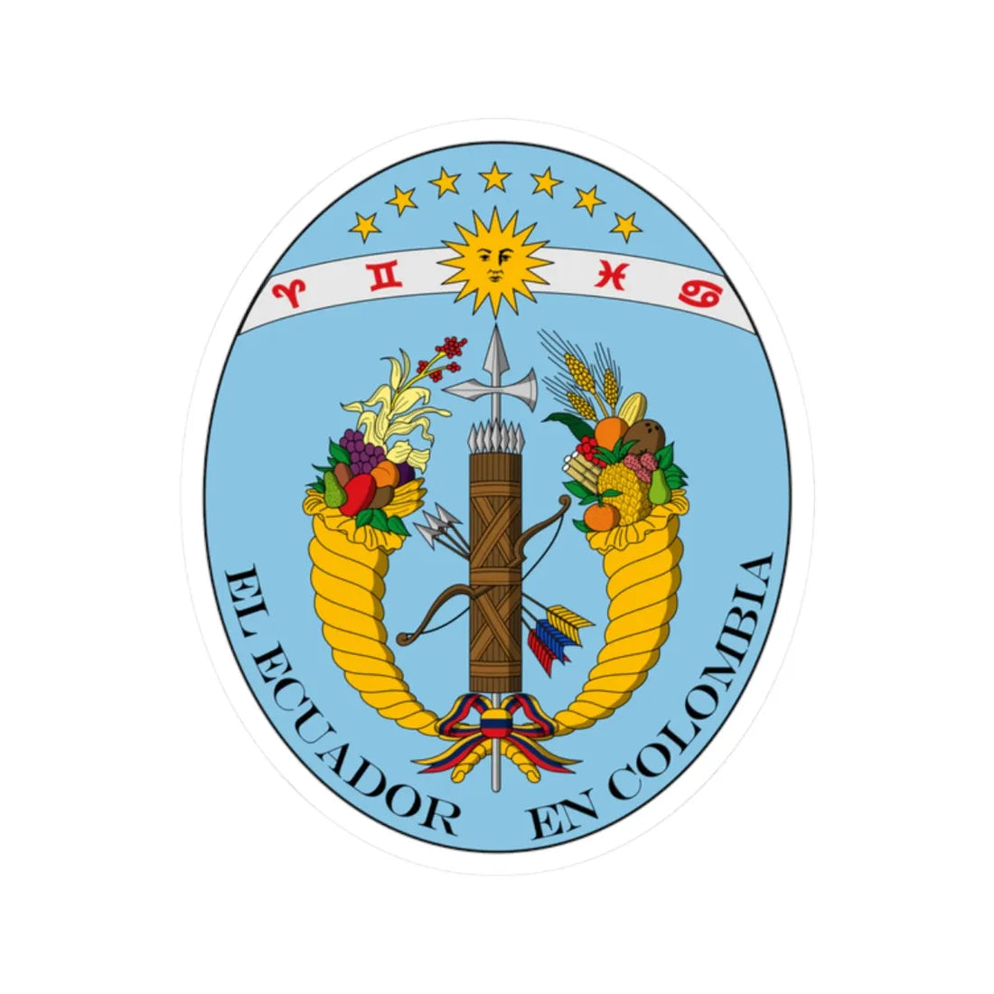 Coat of arms of Ecuador 1830 (Ecuador) (Coat of Arms) STICKER Vinyl Kiss-Cut Decal 2 Inch White - The Sticker Space