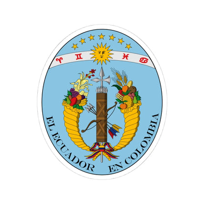 Coat of arms of Ecuador 1830 (Ecuador) (Coat of Arms) STICKER Vinyl Kiss-Cut Decal 4 Inch White - The Sticker Space