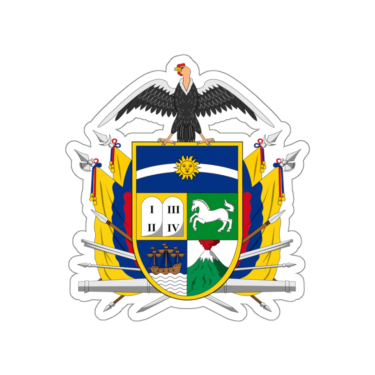 Coat of arms of Ecuador (1843) STICKER Vinyl Die-Cut Decal-White-The Sticker Space