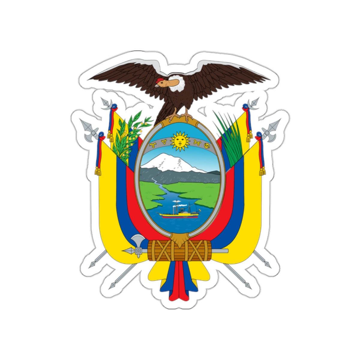 Coat of arms of Ecuador STICKER Vinyl Die-Cut Decal-White-The Sticker Space