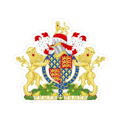 Coat of Arms of Edward III of England 1327-1377 Variant 1 with Motto (England) (Coat of Arms) STICKER Vinyl Kiss-Cut Decal 3 Inch White - The Sticker Space
