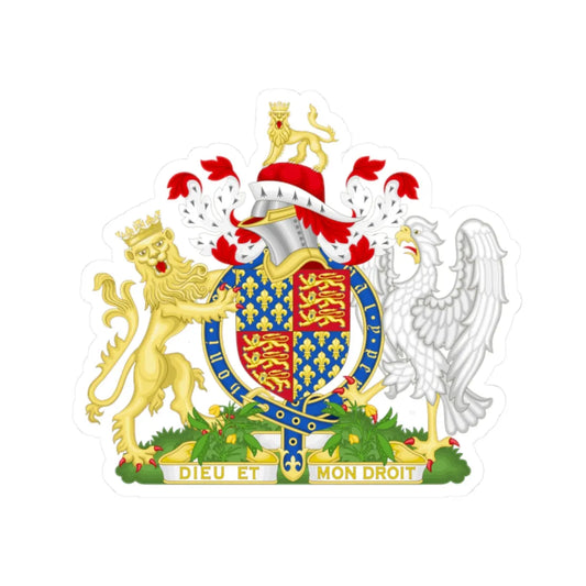 Coat of Arms of Edward III of England 1327-1377 Variant 2 with Motto (England) (Coat of Arms) STICKER Vinyl Kiss-Cut Decal 2 Inch White - The Sticker Space