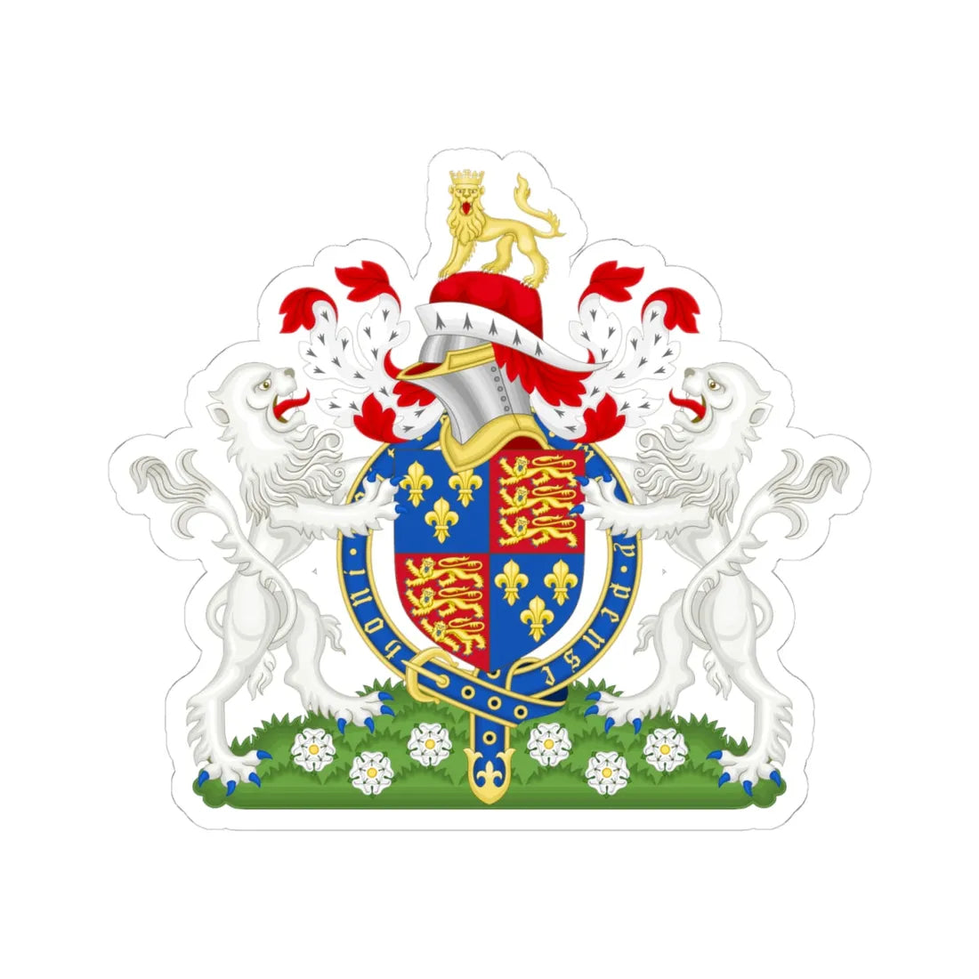Coat of Arms of Edward IV of England 1461-1483 (England) (Coat of Arms) STICKER Vinyl Kiss-Cut Decal 4 Inch White - The Sticker Space