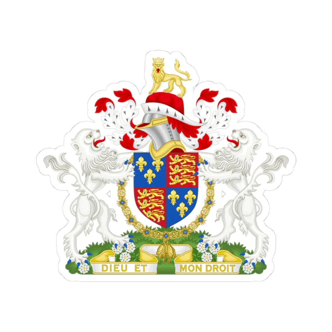 Coat of Arms of Edward IV of England 1461-1483 Golden Fleece Variant (England) (Coat of Arms) STICKER Vinyl Kiss-Cut Decal 3 Inch White - The Sticker Space