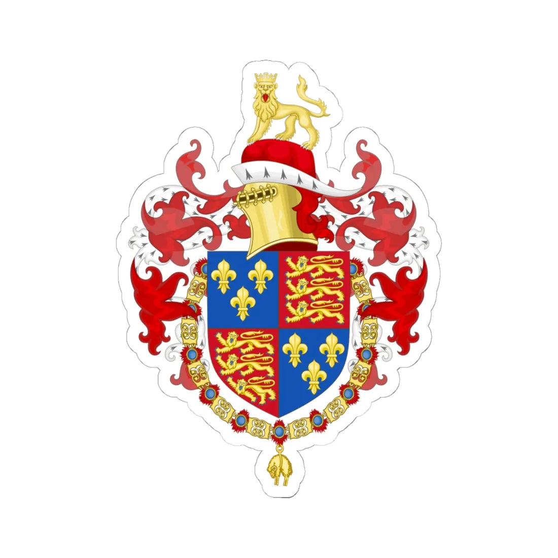Coat of Arms of Edward IV of England Order of the Golden Fleece (Belgium) (Coat of Arms) STICKER Vinyl Kiss-Cut Decal 6 Inch White - The Sticker Space