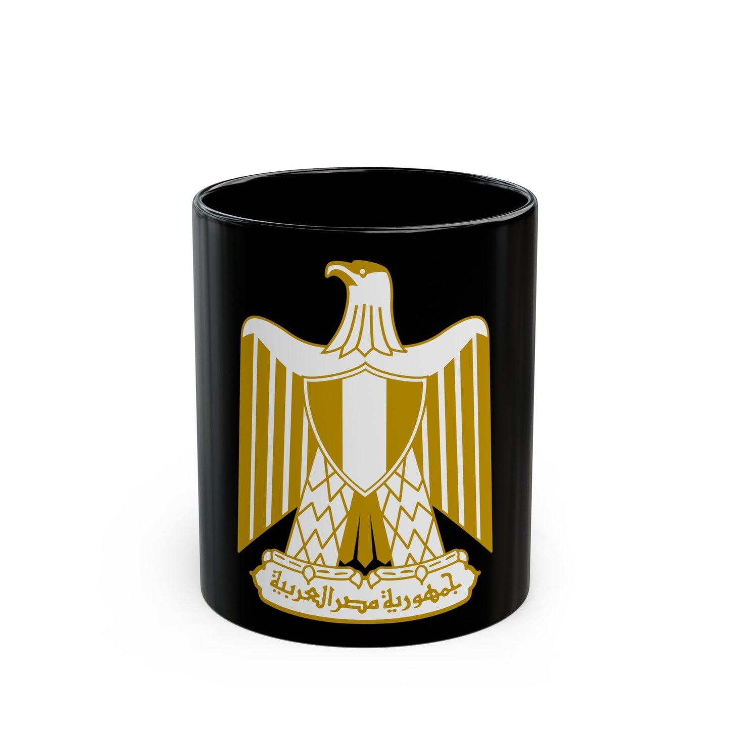 Coat of arms of Egypt (on flag) - Black Coffee Mug-11oz-The Sticker Space