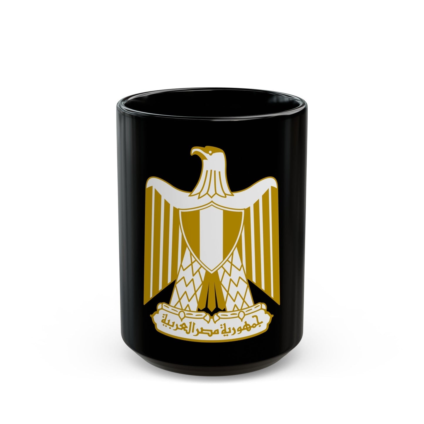 Coat of arms of Egypt (on flag) - Black Coffee Mug-15oz-The Sticker Space