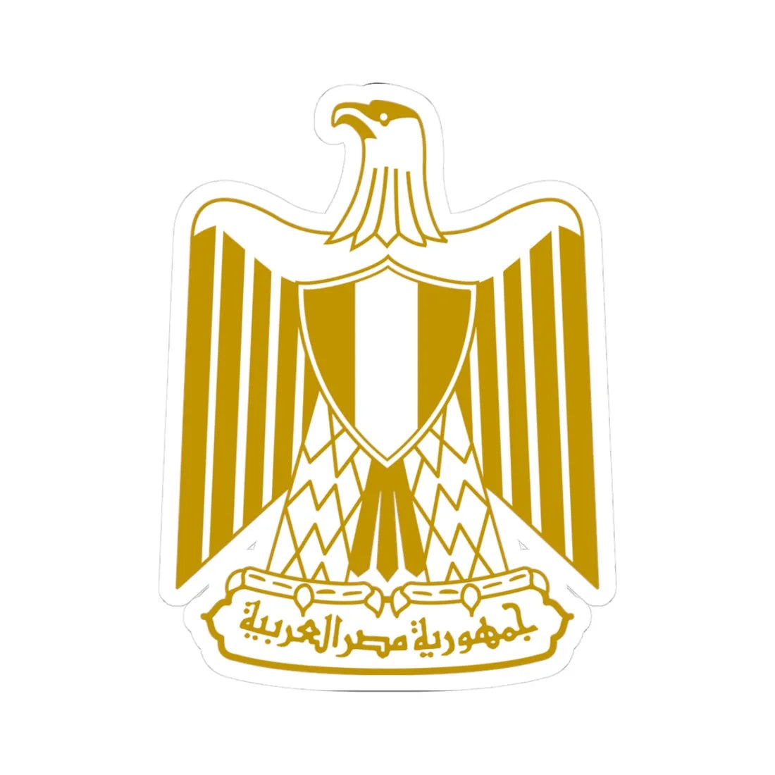 Coat of arms of Egypt on flag (Egypt) (Coat of Arms) STICKER Vinyl Kiss-Cut Decal 3 Inch White - The Sticker Space