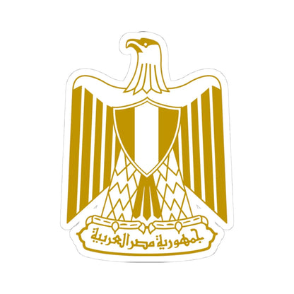 Coat of arms of Egypt on flag (Egypt) (Coat of Arms) STICKER Vinyl Kiss-Cut Decal 4 Inch White - The Sticker Space
