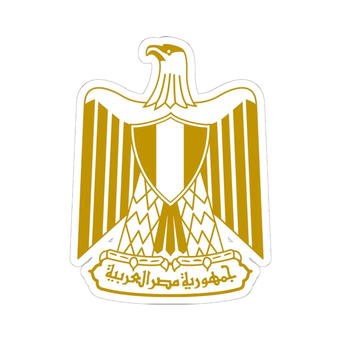 Coat of arms of Egypt on flag (Egypt) (Coat of Arms) STICKER Vinyl Kiss-Cut Decal 6 Inch White - The Sticker Space