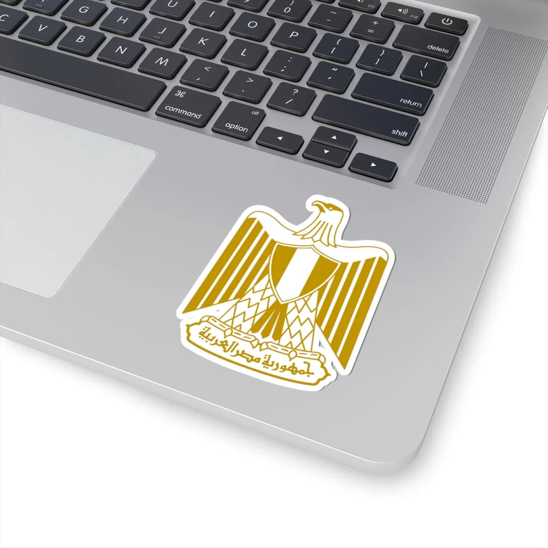 Coat of arms of Egypt on flag (Egypt) (Coat of Arms) STICKER Vinyl Kiss-Cut Decal - The Sticker Space