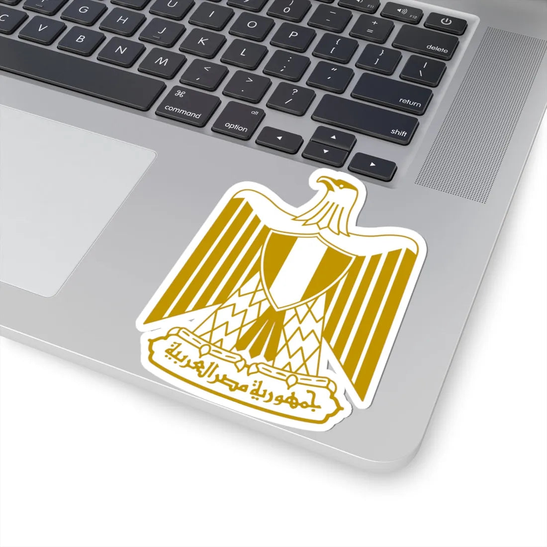 Coat of arms of Egypt on flag (Egypt) (Coat of Arms) STICKER Vinyl Kiss-Cut Decal - The Sticker Space