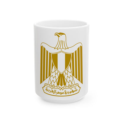 Coat of arms of Egypt (on flag) - White Coffee Mug-15oz-The Sticker Space