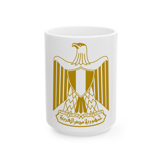 Coat of arms of Egypt (on flag) - White Coffee Mug-15oz-The Sticker Space