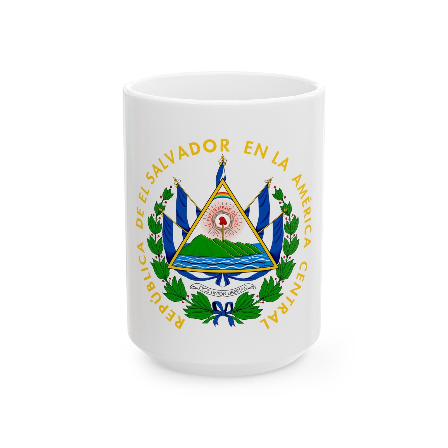 Coat of arms of El Salvador - White Coffee Mug-15oz-The Sticker Space