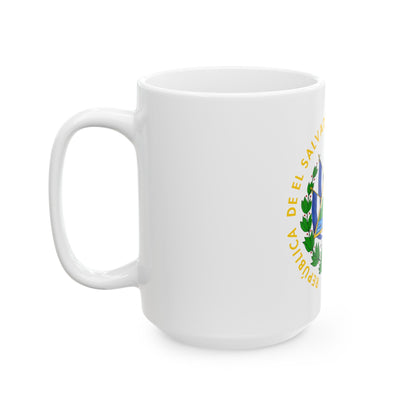 Coat of arms of El Salvador - White Coffee Mug-The Sticker Space