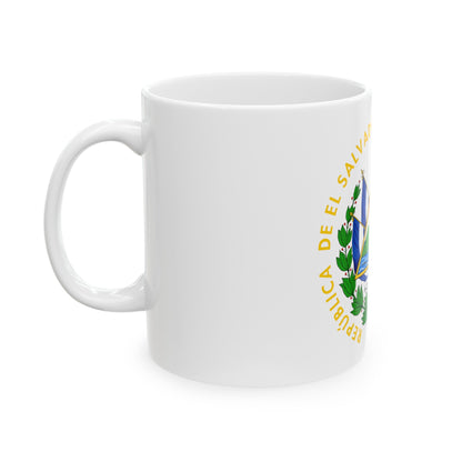 Coat of arms of El Salvador - White Coffee Mug-The Sticker Space