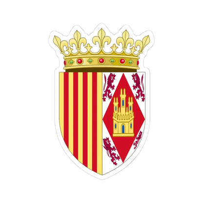 Coat of Arms of Eleanor of Alburquerque Queen of Aragon (Spain) (Coat of Arms) STICKER Vinyl Kiss-Cut Decal 4 Inch White - The Sticker Space
