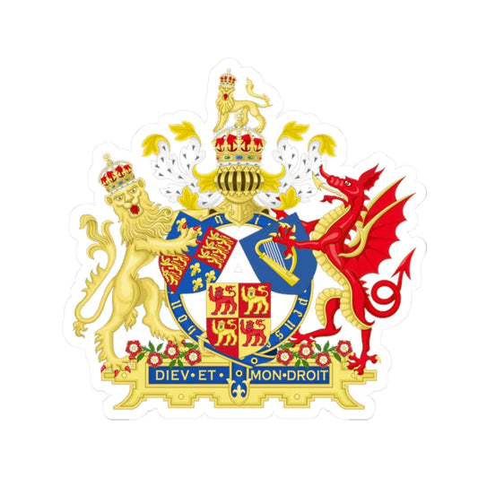 Coat of Arms of Elizabeth I of England 1558-1603 Three Shields Variant 2 (England) (Coat of Arms) STICKER Vinyl Kiss-Cut Decal 2 Inch White - The Sticker Space