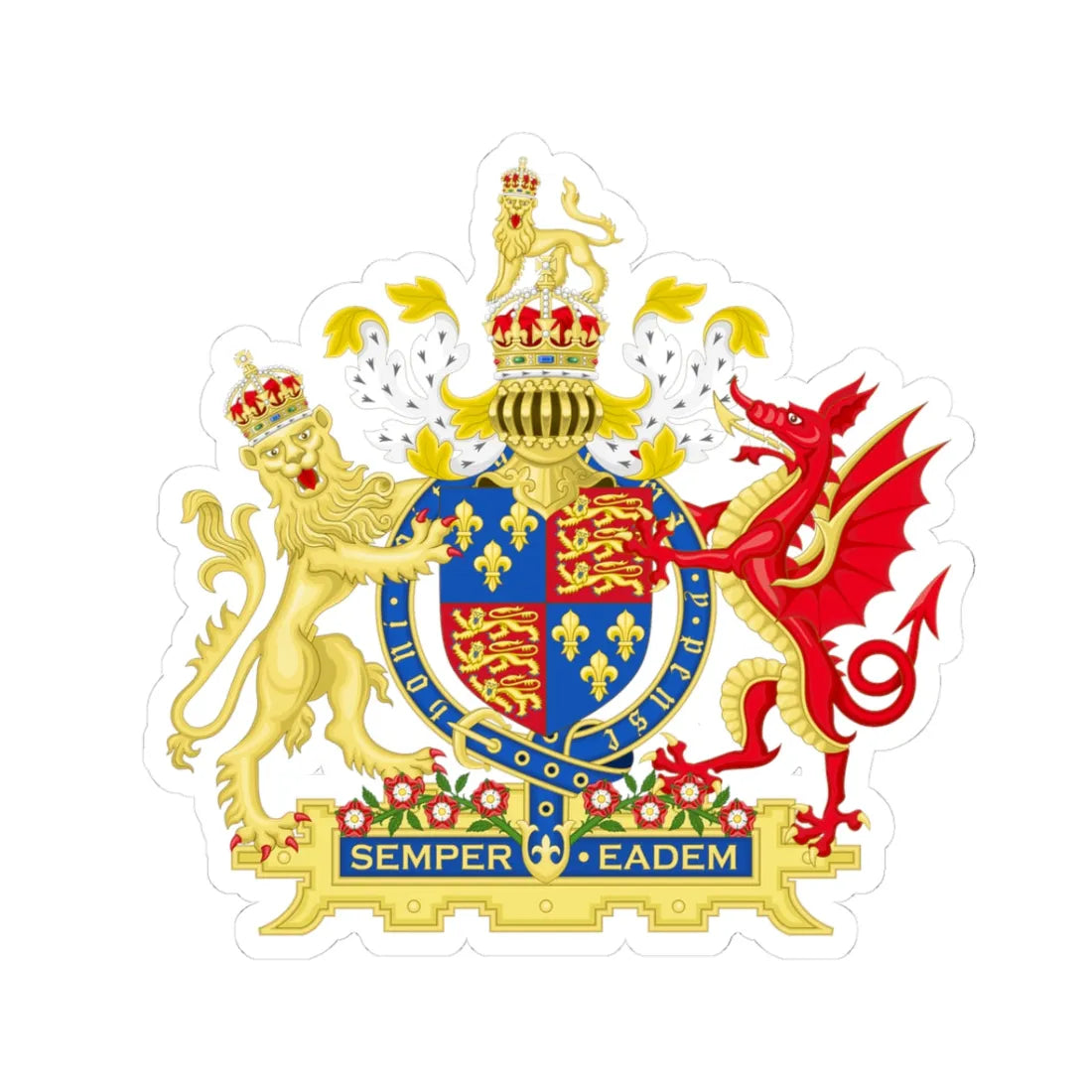 Coat of Arms of Elizabeth I of England 1558-1603 Variant 1 (England) (Coat of Arms) STICKER Vinyl Kiss-Cut Decal 3 Inch White - The Sticker Space
