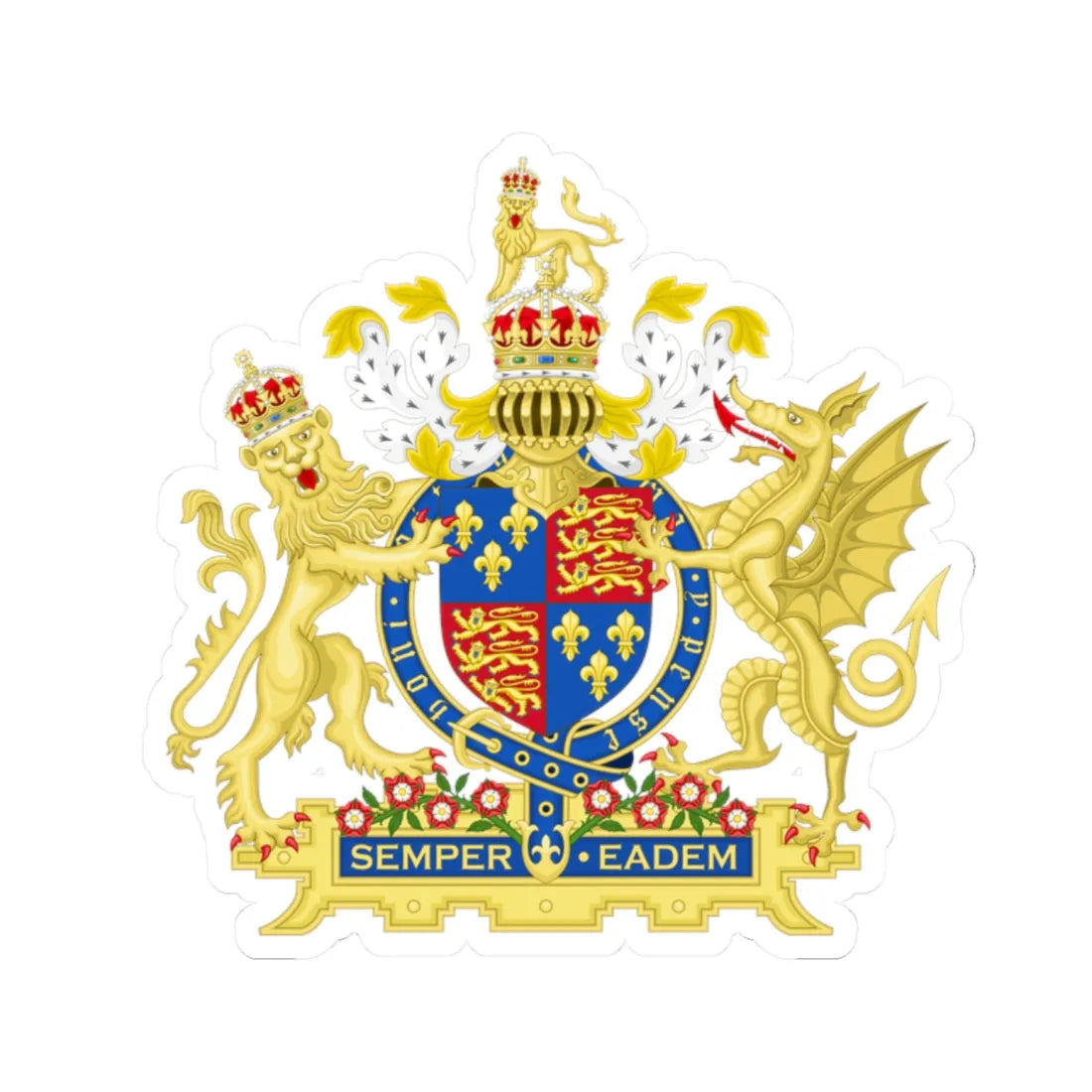 Coat of Arms of Elizabeth I of England 1558-1603 Variant 2 (England) (Coat of Arms) STICKER Vinyl Kiss-Cut Decal 2 Inch White - The Sticker Space