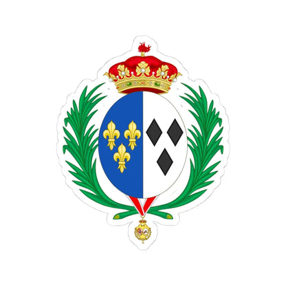 Coat of Arms of Emanuela de Dampierre as Duchess of Segovia (Spain) (Coat of Arms) STICKER Vinyl Kiss-Cut Decal 4 Inch White - The Sticker Space