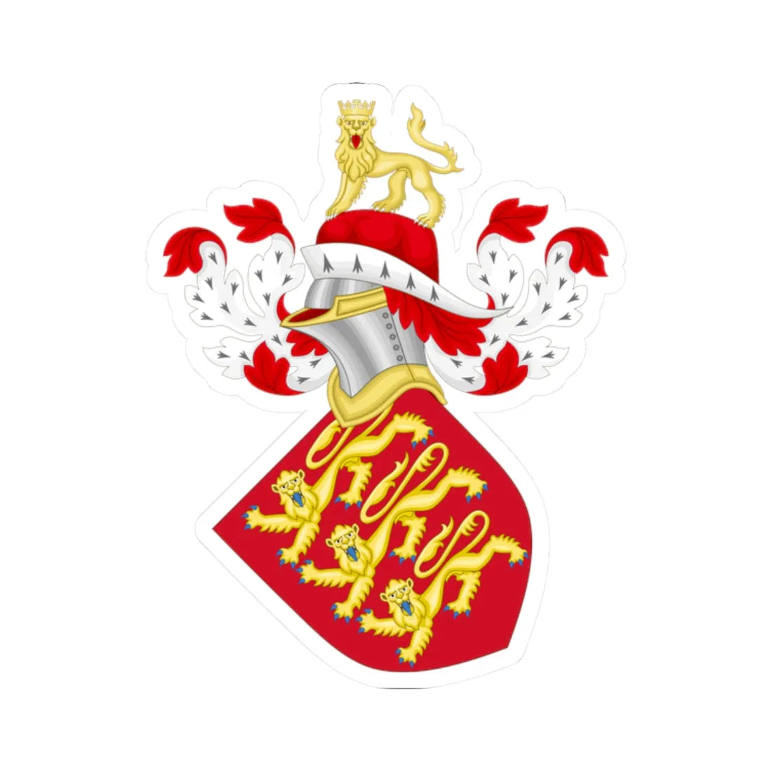 Coat of Arms of England -1340 (England) (Coat of Arms) STICKER Vinyl Kiss-Cut Decal 2 Inch White - The Sticker Space