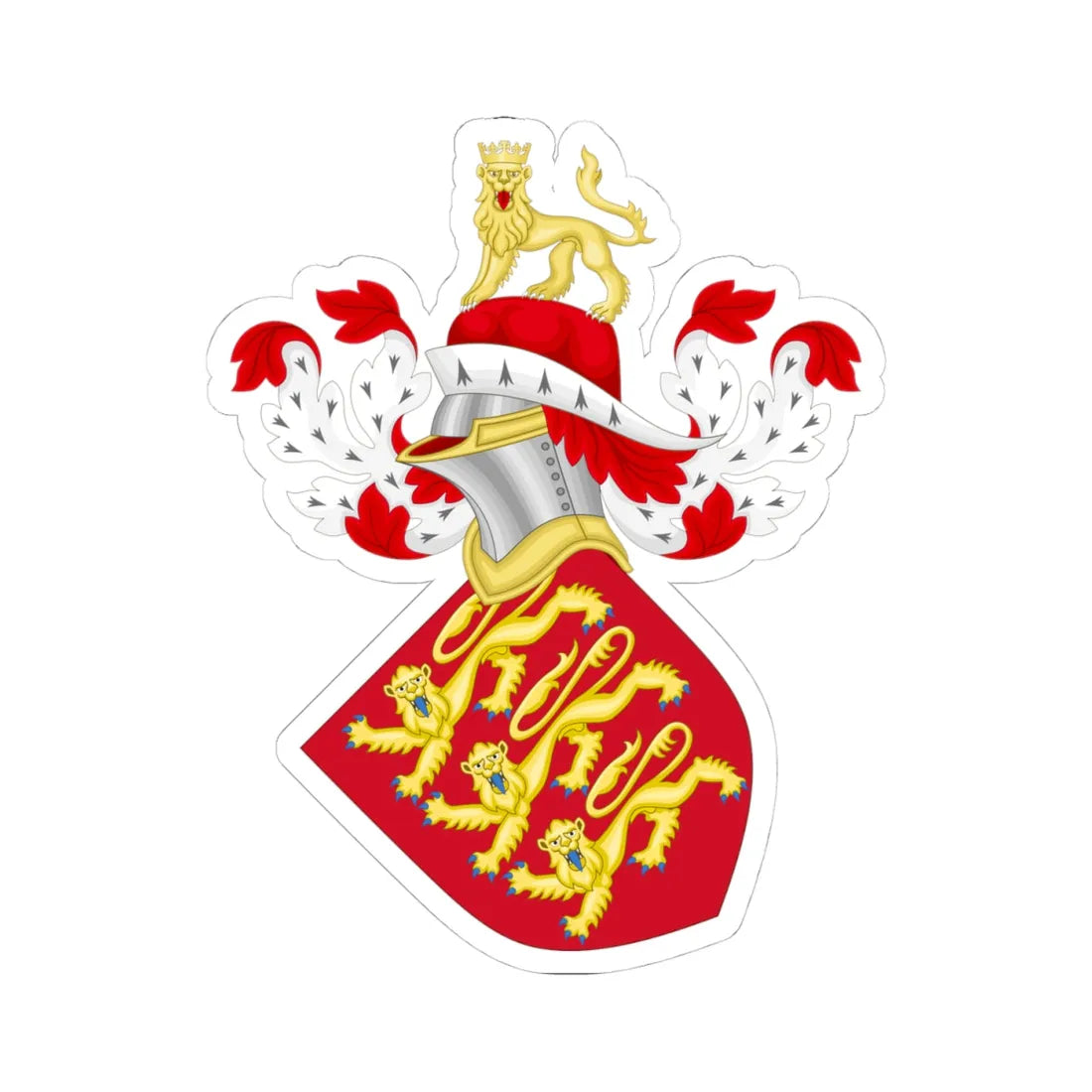 Coat of Arms of England -1340 (England) (Coat of Arms) STICKER Vinyl Kiss-Cut Decal 4 Inch White - The Sticker Space