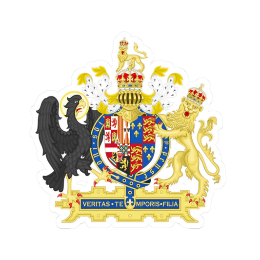 Coat of Arms of England 1554-1558 (England) (Coat of Arms) STICKER Vinyl Kiss-Cut Decal 2 Inch White - The Sticker Space