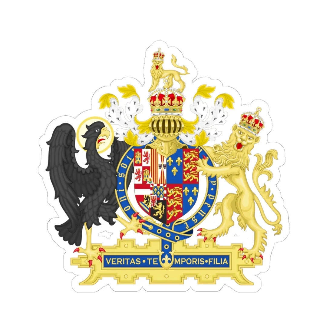 Coat of Arms of England 1554-1558 (England) (Coat of Arms) STICKER Vinyl Kiss-Cut Decal 4 Inch White - The Sticker Space
