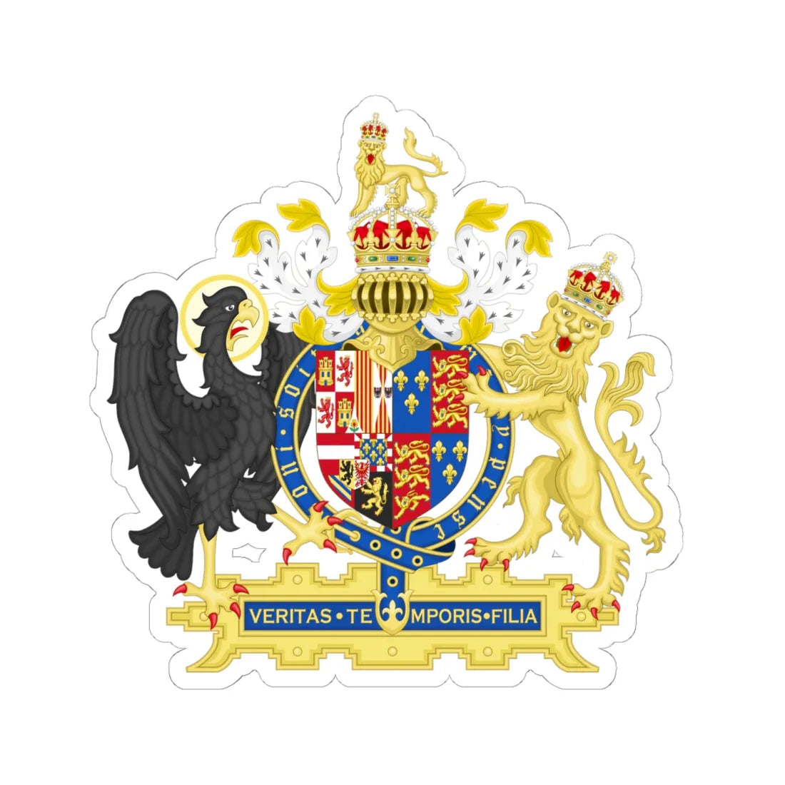 Coat of Arms of England 1554-1558 (England) (Coat of Arms) STICKER Vinyl Kiss-Cut Decal 6 Inch White - The Sticker Space