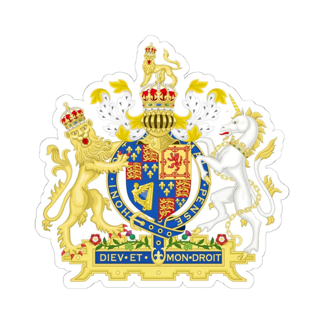 Coat of arms of England 1603-1649 (England) (Coat of Arms) STICKER Vinyl Kiss-Cut Decal 6 Inch White - The Sticker Space