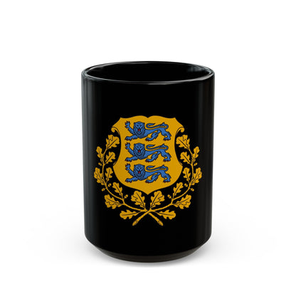 Coat of arms of Estonia - Black Coffee Mug-15oz-The Sticker Space