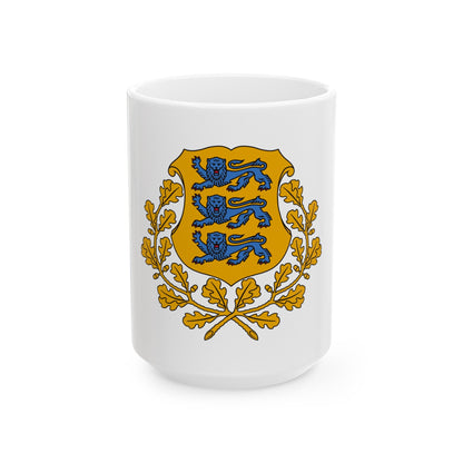 Coat of arms of Estonia - White Coffee Mug-15oz-The Sticker Space