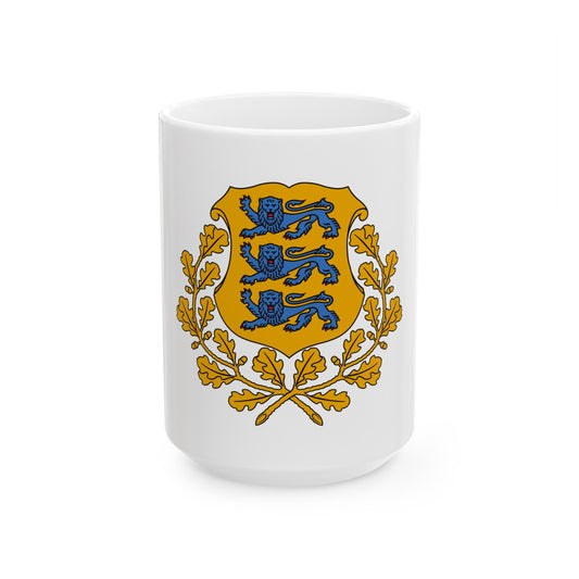 Coat of arms of Estonia - White Coffee Mug-15oz-The Sticker Space