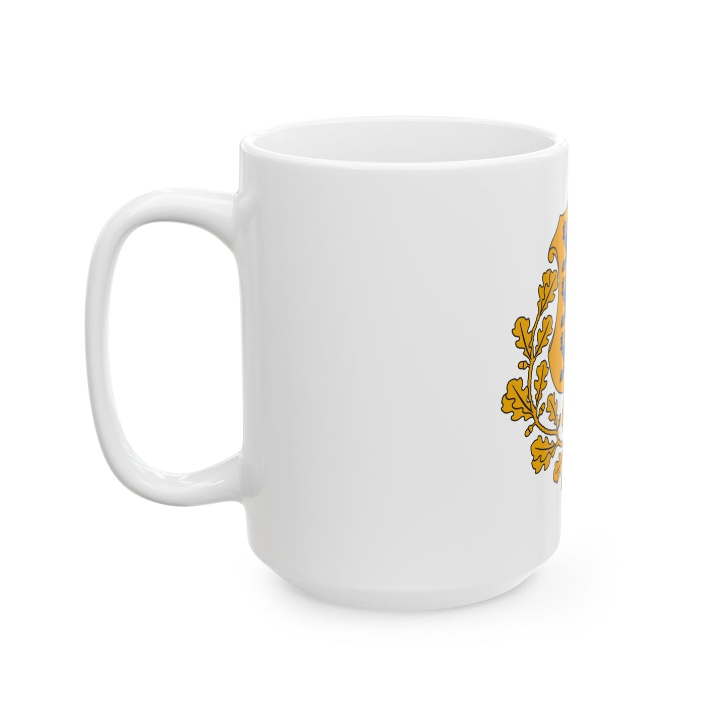 Coat of arms of Estonia - White Coffee Mug-The Sticker Space