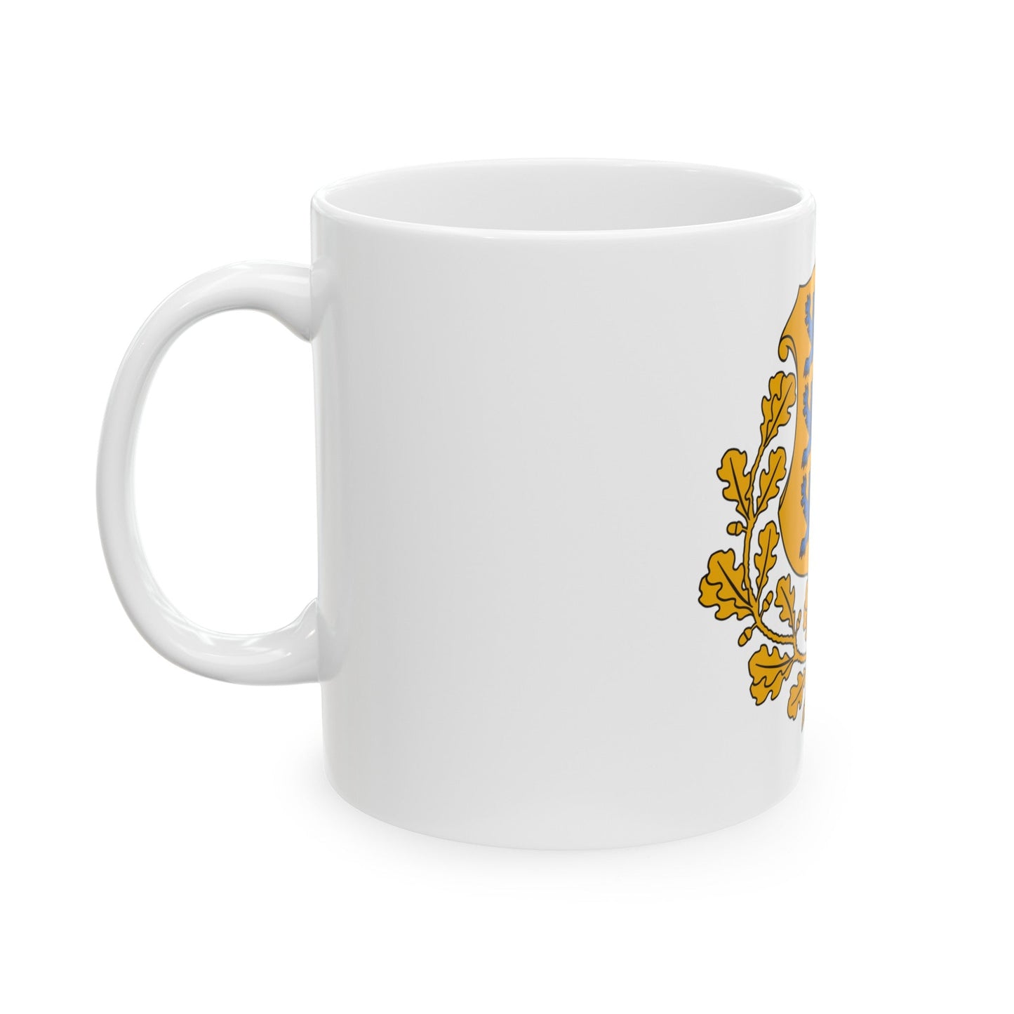 Coat of arms of Estonia - White Coffee Mug-The Sticker Space